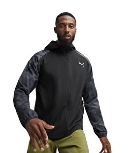 Puma Run Favourite Fermuarlı Kapüşonlu Sweatshirt Siyah