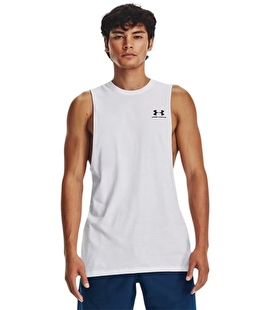 Under Armour Left Chest Cut Off Tank Atlet Beyaz