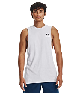 Under Armour Left Chest Cut Off Tank Atlet Beyaz