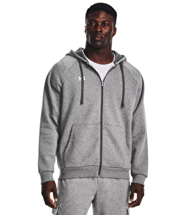 Under Armour Rival Fleece Fermuarlı Kapüşonlu Sweatshirt Gri