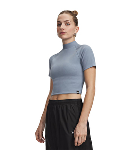 Under Armour Rival Rib Mock Kadın Kısa Kollu T-Shirt Mavi