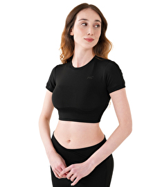 MuscleCloth Aura Cross Crop T-Shirt Siyah