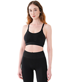 MuscleCloth Nova Seamless Sırt Detaylı Bra Siyah