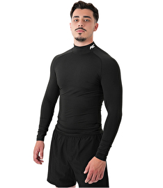 MuscleCloth Tech Mock Ekstra Dar Kalıp Uzun Kollu T-Shirt Siyah