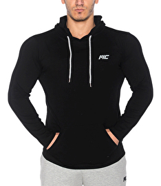 MuscleCloth Training Kapüşonlu Uzun Kollu T-Shirt Siyah