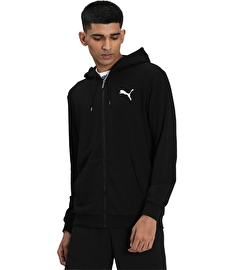 Puma Essentials Small Logo Fermuarlı Kapüşonlu Sweatshirt Siyah