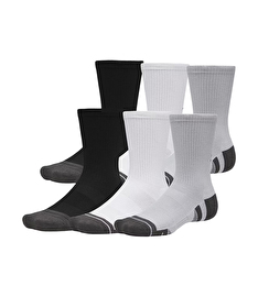 Under Armour Performance Tech 6'lı Paket Çorap Siyah Beyaz Gri