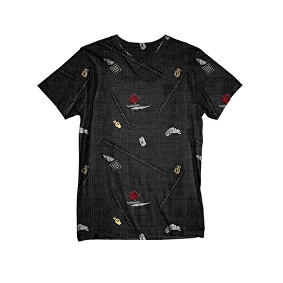 John Frank Baskılı Dijital T-Shirt Siyah