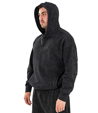 Kingsize Darksteel Antik Yıkamalı Oversize Sweatshirt Siyah