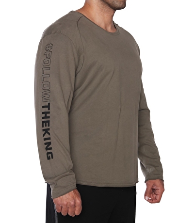 Kingsize Follow The King Uzun Kollu T-Shirt Haki