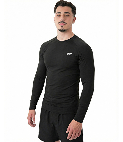MuscleCloth Tech Uzun Kollu T-Shirt Siyah