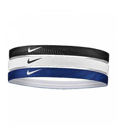 Nike Printed Headbands 3'lü Saç Bandı Siyah Beyaz Mavi