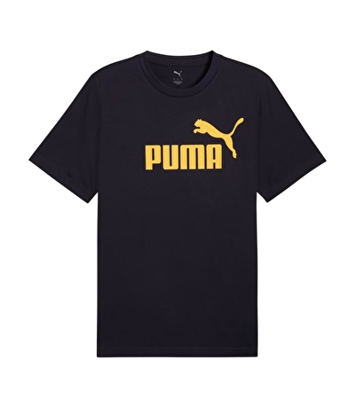 Puma Essentials No. 1 Logo Kısa Kollu T-Shirt Koyu Lacivert Sarı