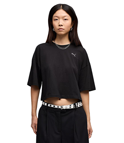 Puma Wardrobe Ess Oversized Kadın Kısa Kollu T-Shirt Siyah