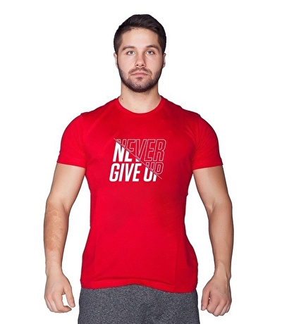 Supplementler Never Give Up T-Shirt Kırmızı