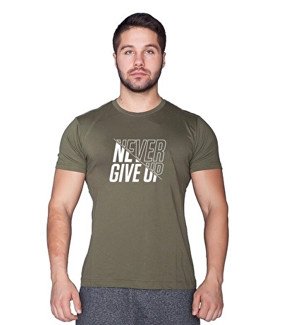 Supplementler Never Give Up T-Shirt Yeşil