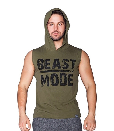 Supplementler Beast Mode Kapüşonlu Kolsuz T-Shirt Yeşil