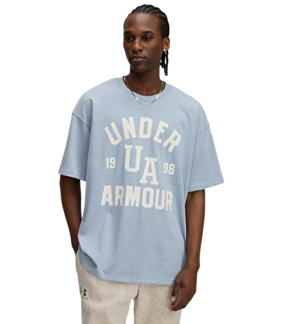 Under Armour Heavyweight Varsity Oversize Kısa Kollu T-Shirt Mavi