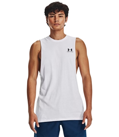 Under Armour Left Chest Cut Off Tank Atlet Beyaz