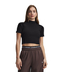 Under Armour Rival Rib Mock Kadın Kısa Kollu T-Shirt Siyah