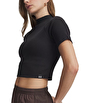 Under Armour Rival Rib Mock Kadın Kısa Kollu T-Shirt Siyah